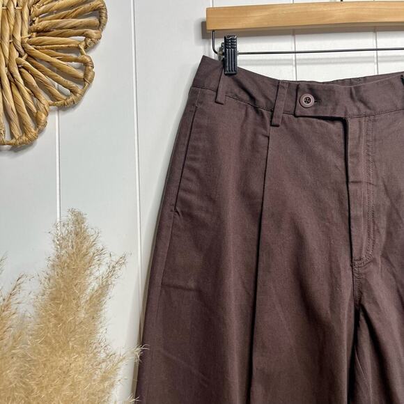 Free People pants pleated trousers wide-leg cotton - Picture 6 of 9